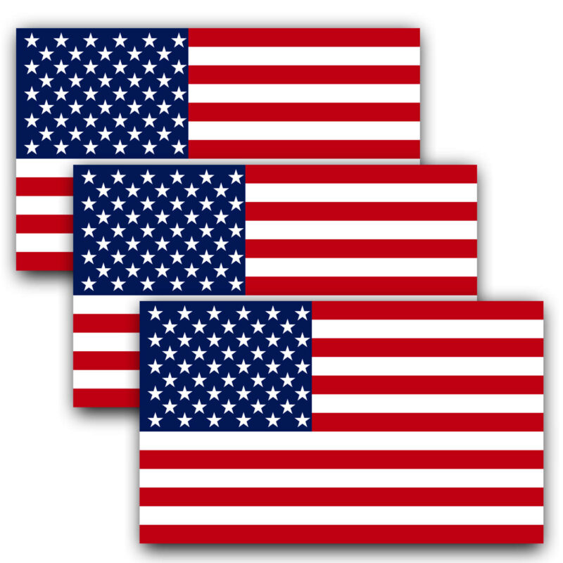 American Flag Car Decal 5x3 Inch (3 Pcs)