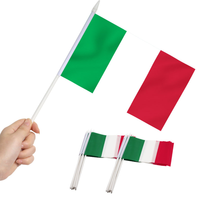 Italy Stick Flags 5x8 Inch (Pack of 12)