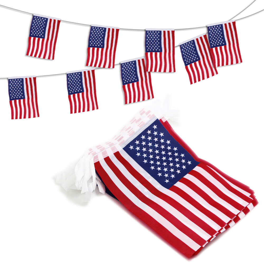 Anley USA American String Pennant Banners, Patriotic Events 4th of July Independence Day Decoration Sports Bars - 33 Feet 38 Flags