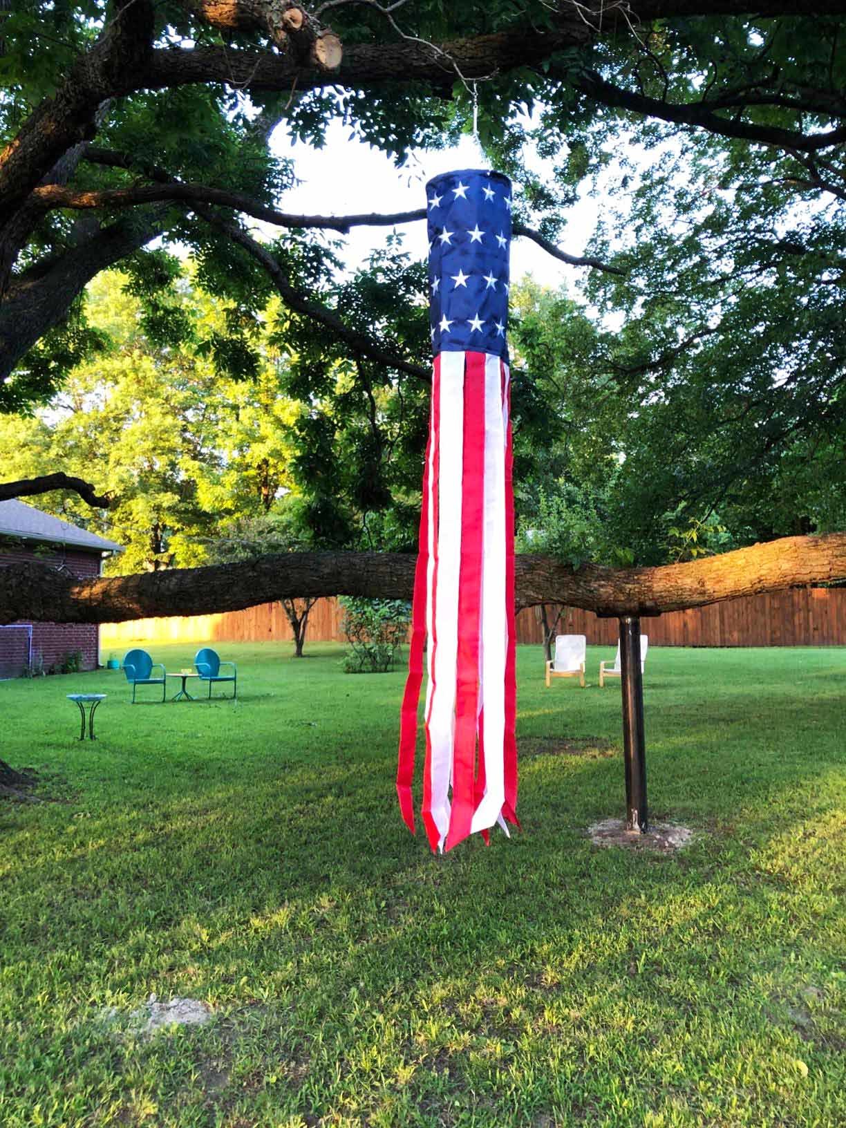 Anley 60 Inch American US Flag Windsock - USA Patriotic Decorations - Embroidered