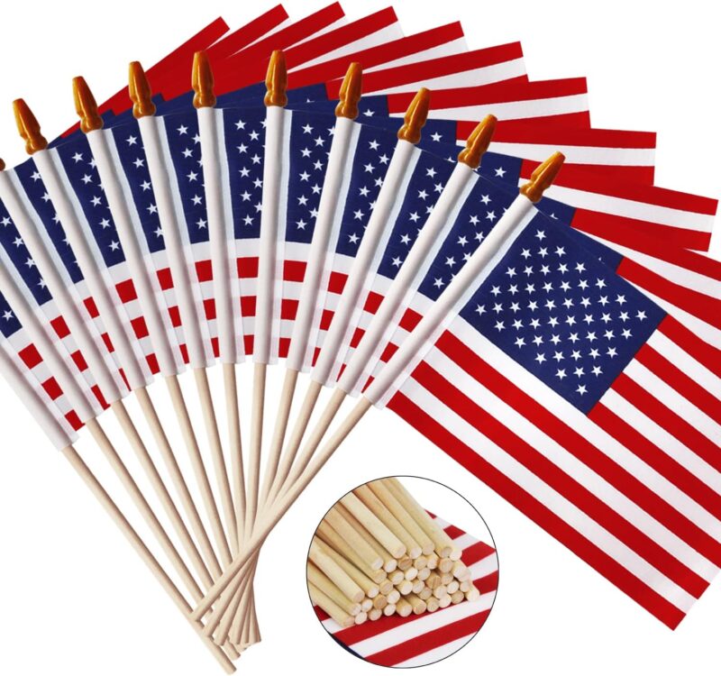 American USA Wooden Stick Flag 4 x 6 Inch (Pack of 12/50/100) - Image 2