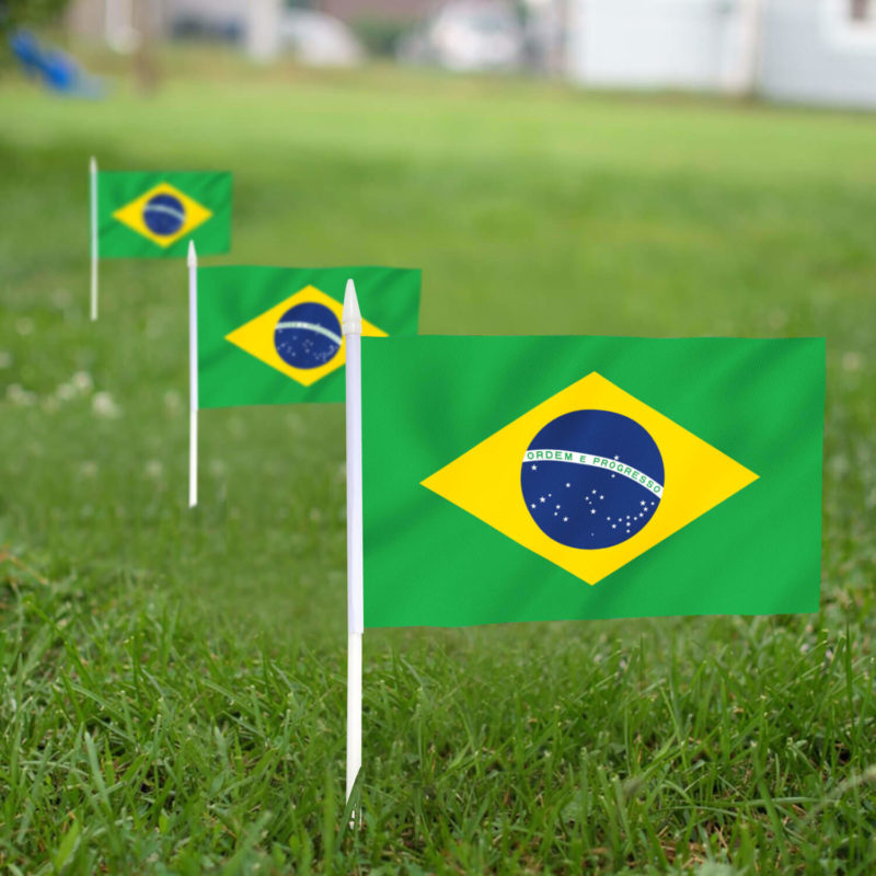Brazil Stick Flags 5x8 Inch (Pack of 12) - Image 3