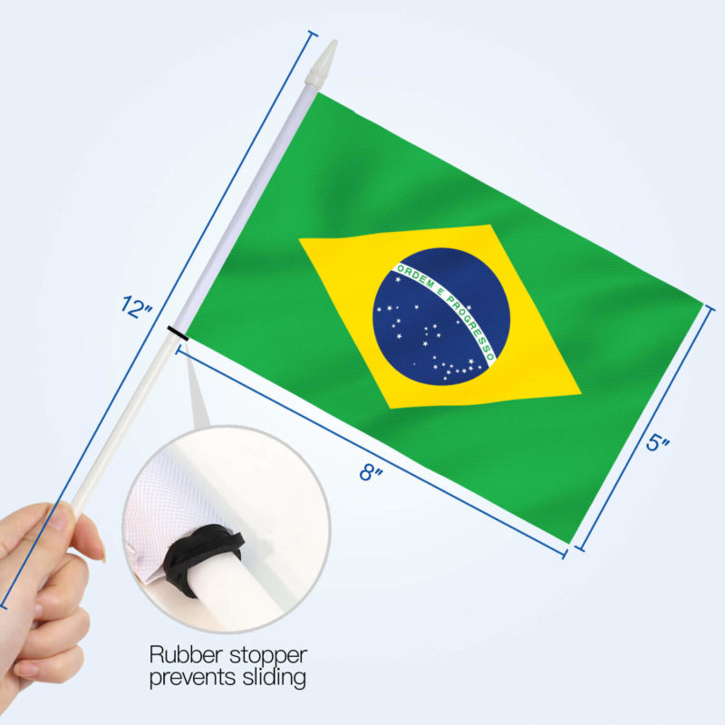 Brazil Stick Flags 5x8 Inch (Pack of 12) - Image 4