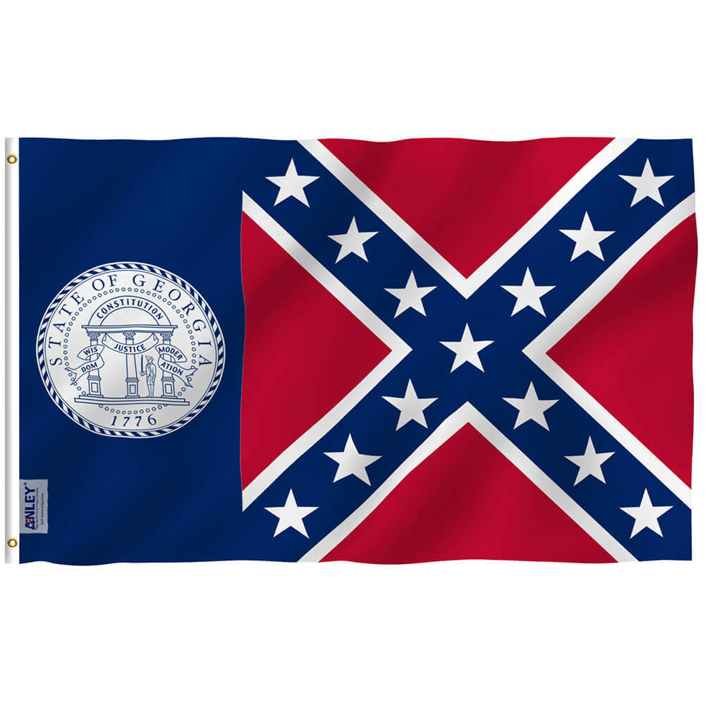 Lifesmells Old CSA Southern States Flag 3x5 ft by Polyester,Old Georgia State 3x5 Feet Flag 
