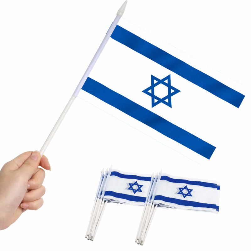 Israel Stick Flags 5x8 Inch (Pack of 12)