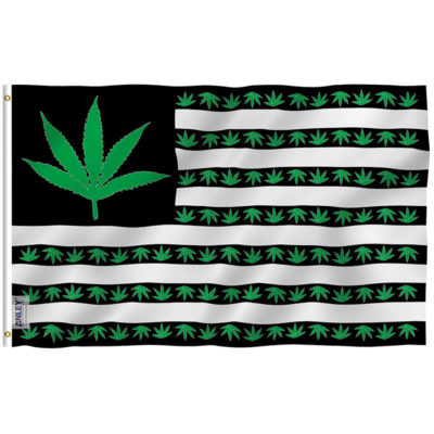 Marijuana leaf flag