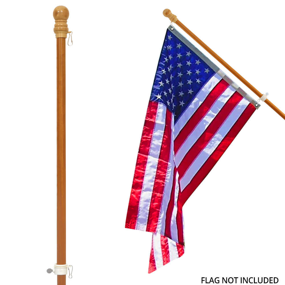 Pine Wooden House Flag Pole 56 In