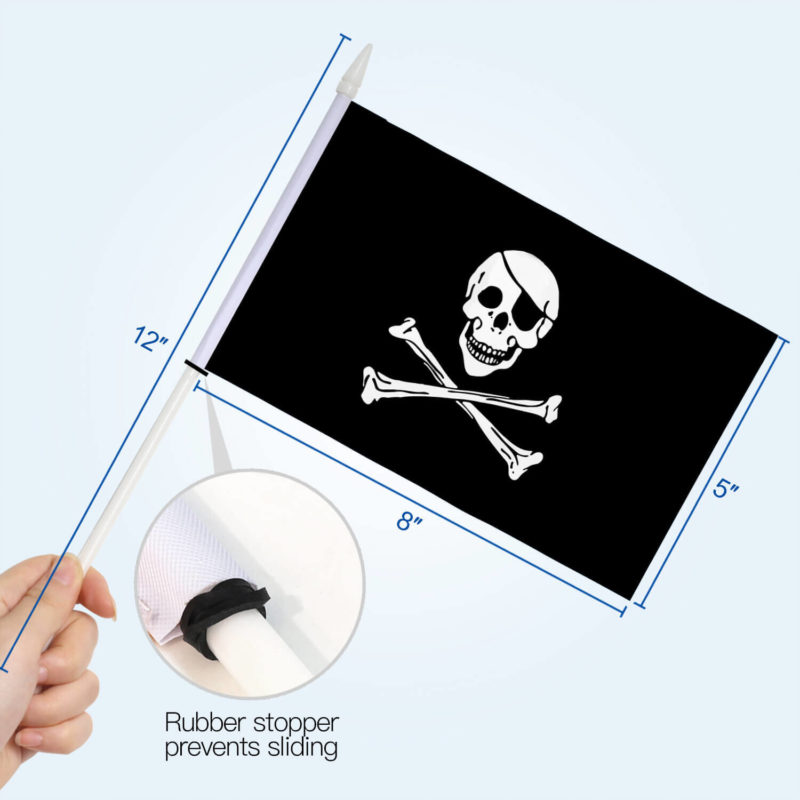 Jolly Roger Stick Flags 5x8 Inch (Pack of 12) - Image 4