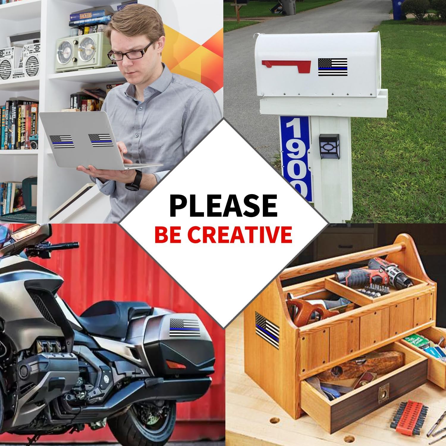 Thin Blue Line US Flag Decal