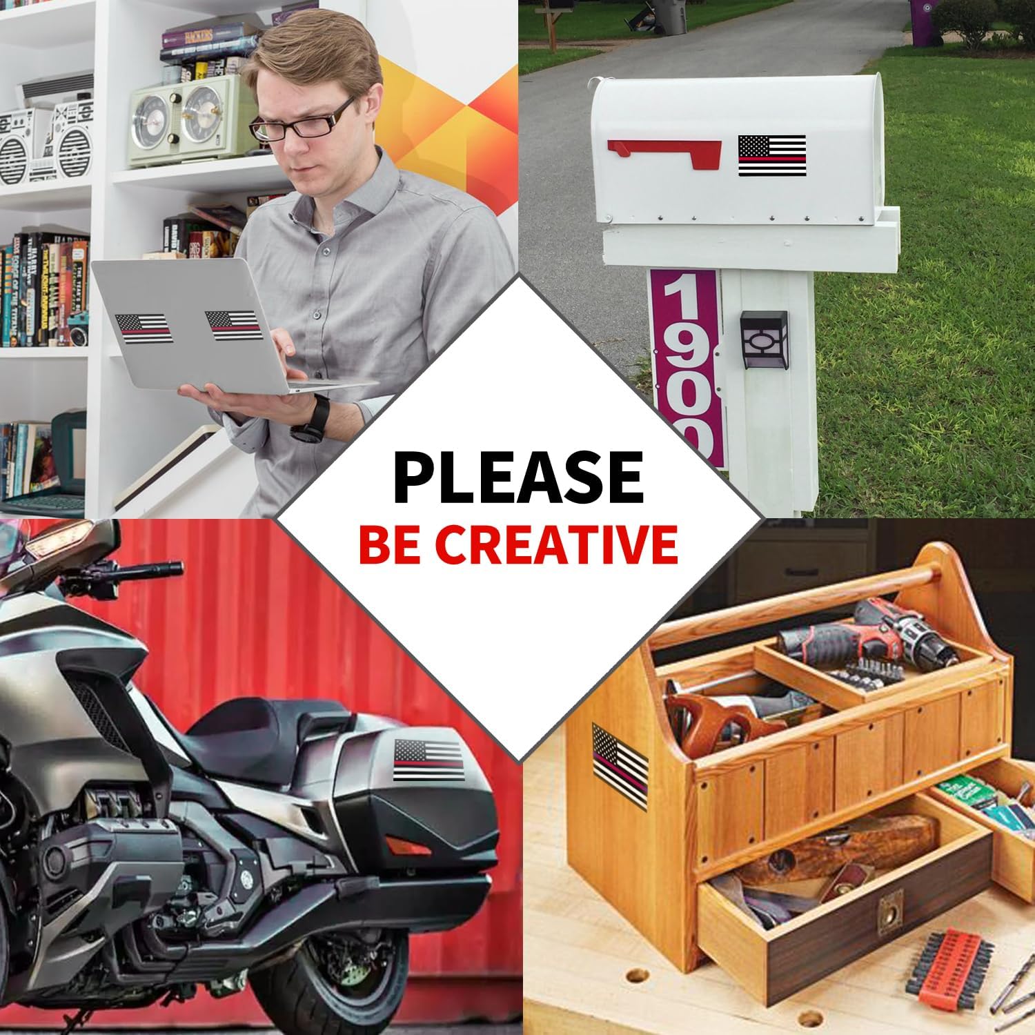 Thin Red Line Flag Decal 5×3 Inch