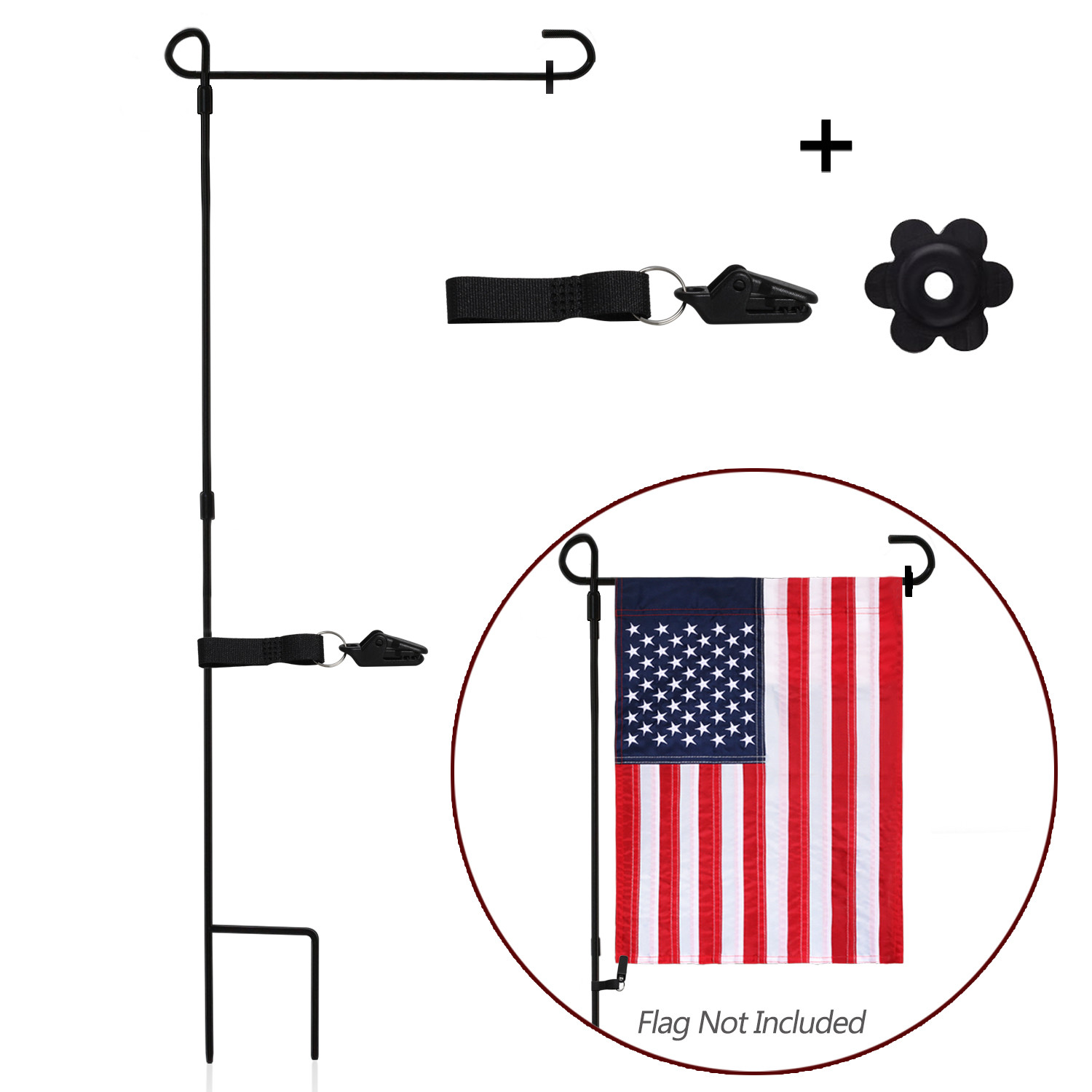 Wrought Iron Garden Flag Stand 37x14 Inch Anley Flags