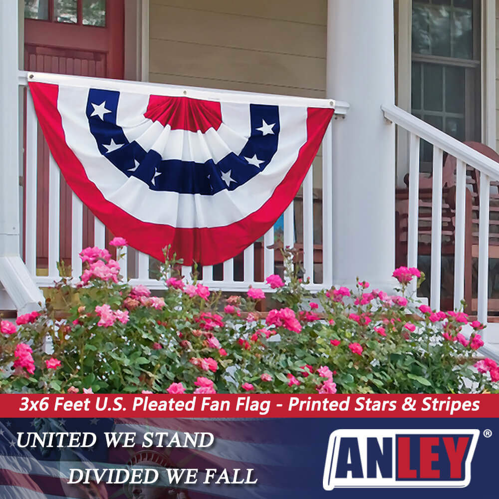 In the Breeze Pleated Fan Americana Bunting 3 Foot by 6 Foot Patriotic Outdoor Décor 