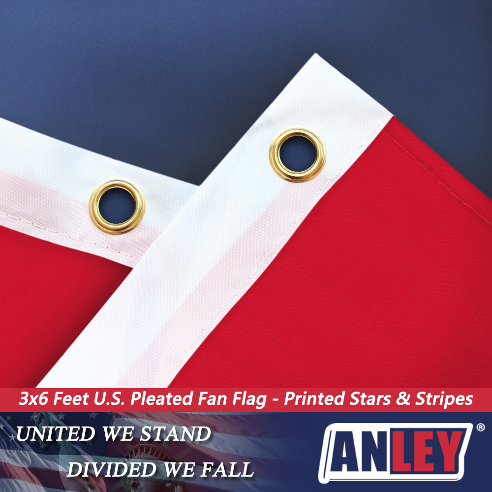 United States 3 x 6 Feet Half Fan Banner Sharp Color and Fade Resistant Canvas Header and Brass Grommets 3x6 Feet American US Bunting Flags Patriotic Stars & Stripes Anley USA Pleated Fan Flag 