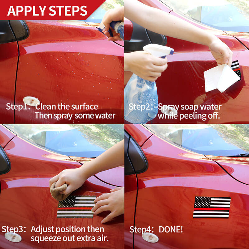 5-Pack Thin Red Line Skull American Flag Decals - Vinyl Sticker For Car Truck