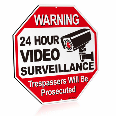 24 Hour Video Surveillance Aluminum Warning Sign