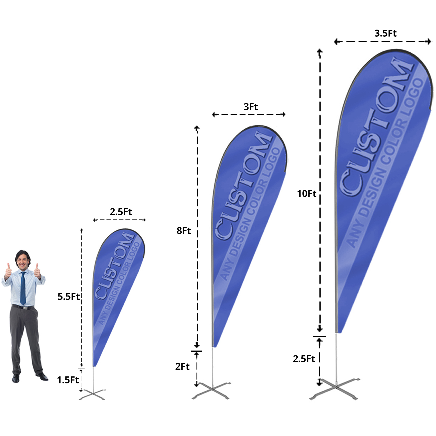 Teardrop flag size
