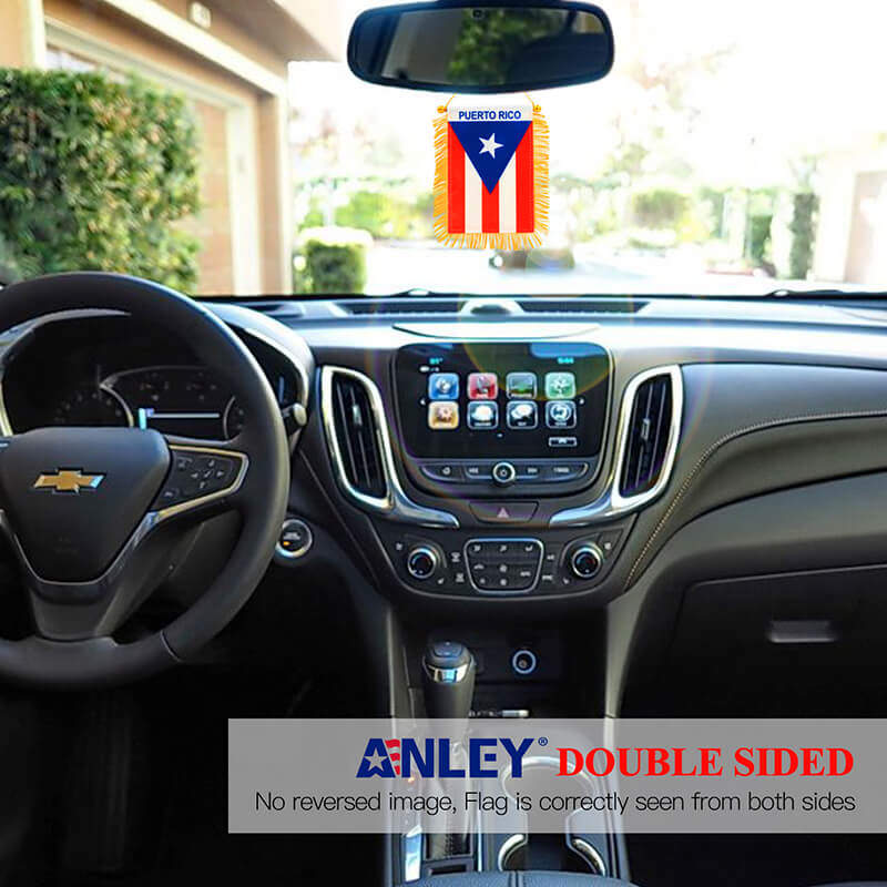 Fringed Puerto Rican Mini Banner 4 X 6 Inch Anley Flags