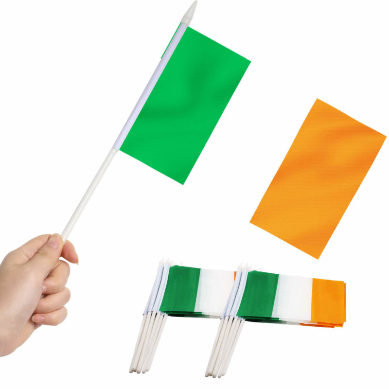 Ireland Stick Flags 5x8 Inch (Pack of 12)