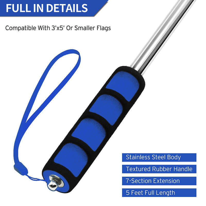Extendable 2M Portable Telescopic Handheld Flag Pole Tool for Flags windso S6H1 