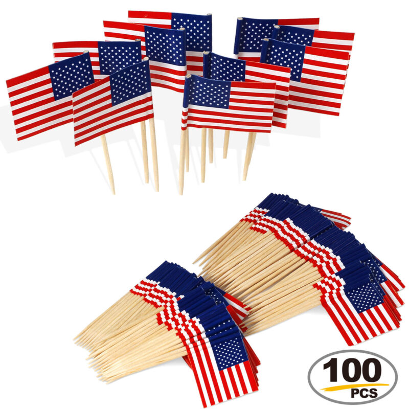 USA Toothpick Flag Cupcakes Toppers (100 pcs)