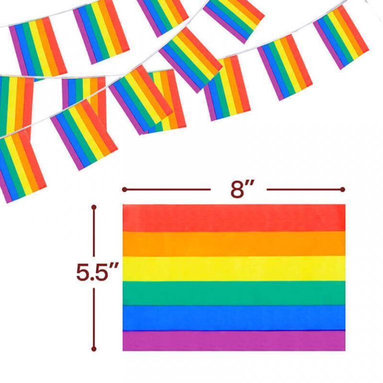 Rainbow LGBT Pride String Flag Pennant Banners - 26 Feet 32 Flags ...