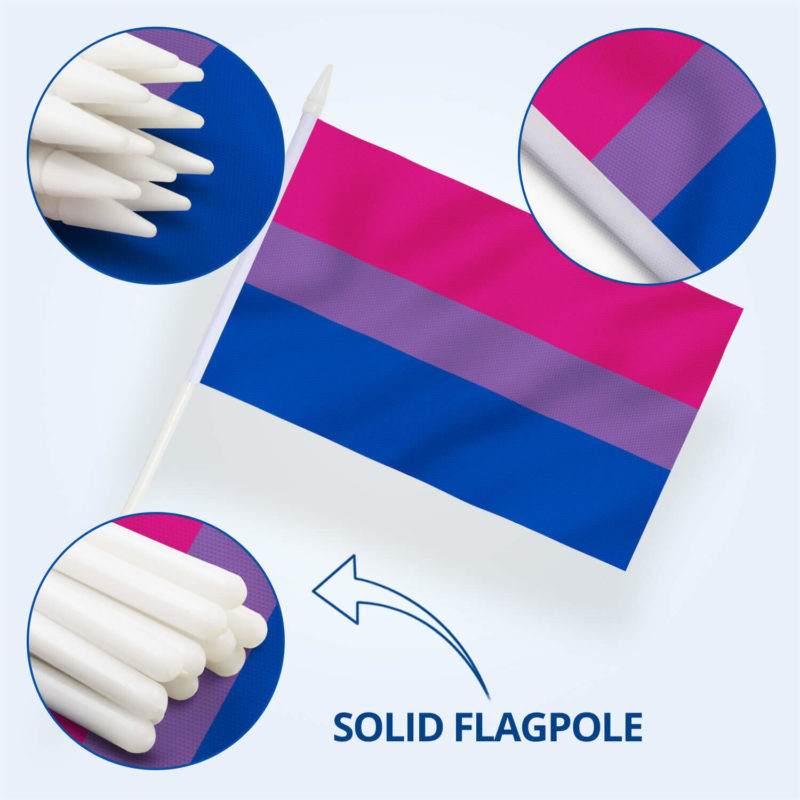 Bisexual Pride Stick Flags 5x8 Inch (Pack of 12) - Image 5