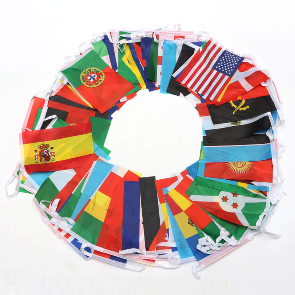 Anley 100 Countries String Flag, International Bunting Pennant Banner