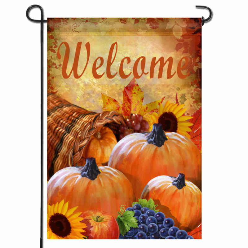 Pumpkin in Cornucopia Garden Flag 18 x 12.5 Inch