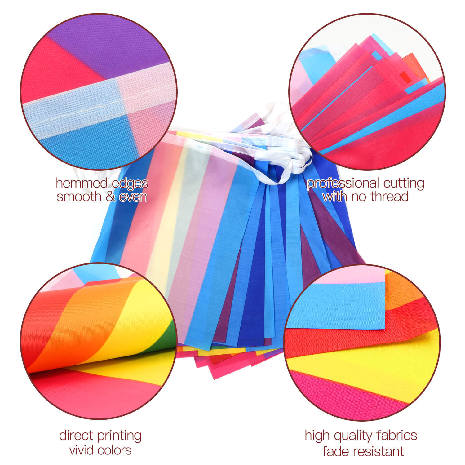 Pride Banner,20Pcs Assorted Rainbow String Flags,Vivid Color Printed Fade Resistant Durable for Garden Outdoor Indoor