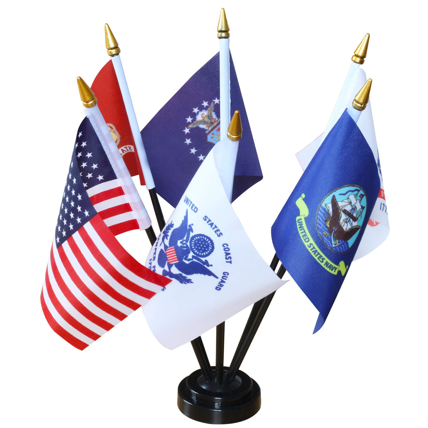 USA Armed Service Desk Flags Set Anley Flags