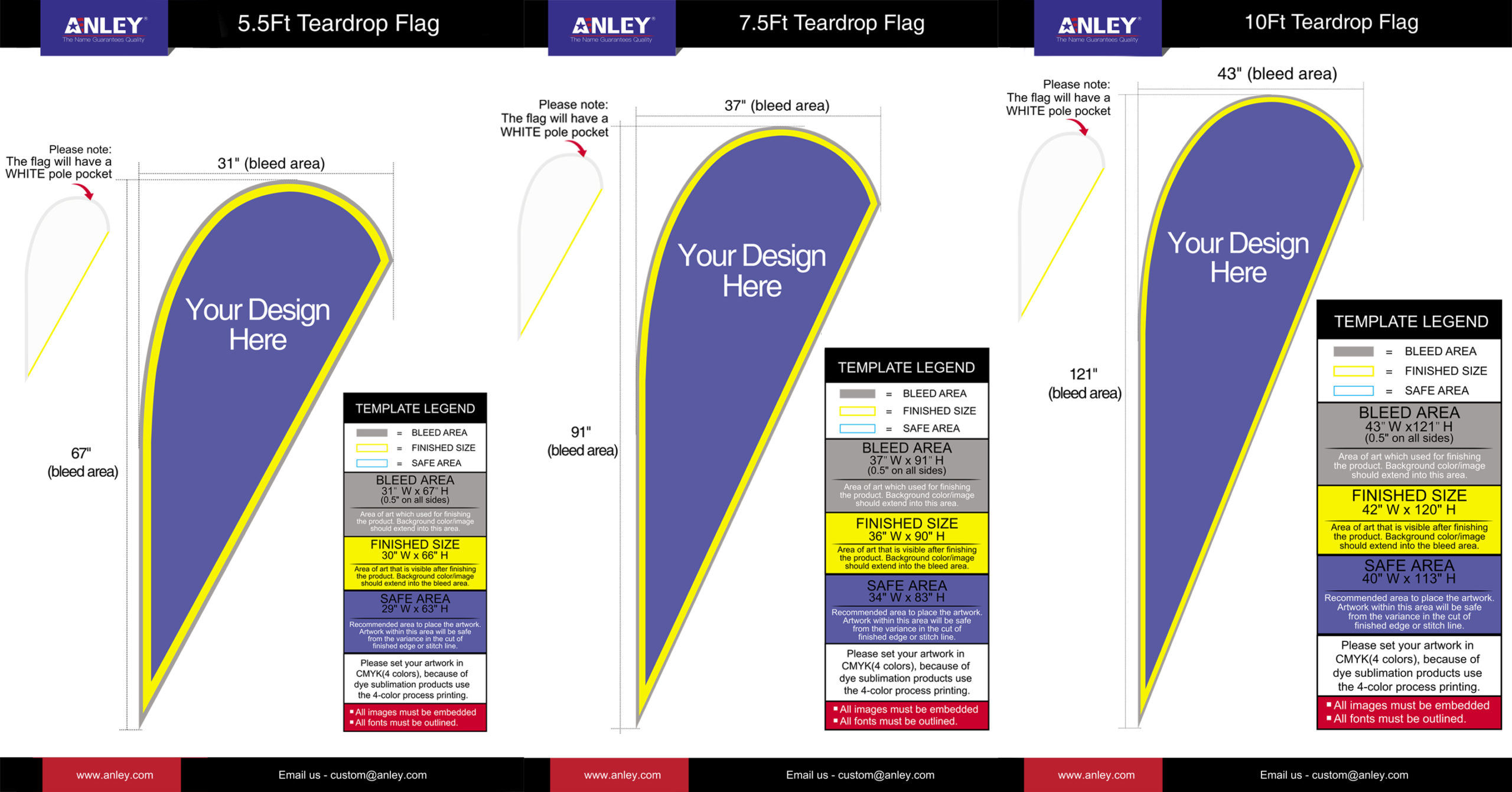 Rectangle flag size design scheme