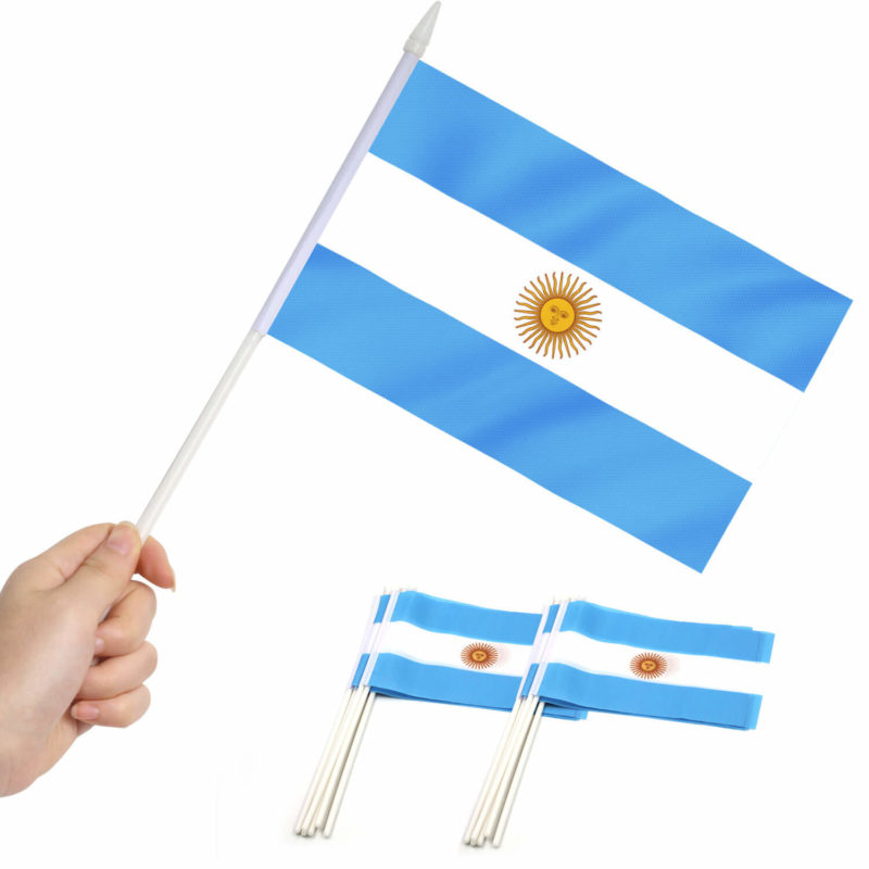 Argentina Stick Flags 5x8 Inch (pack of 12)