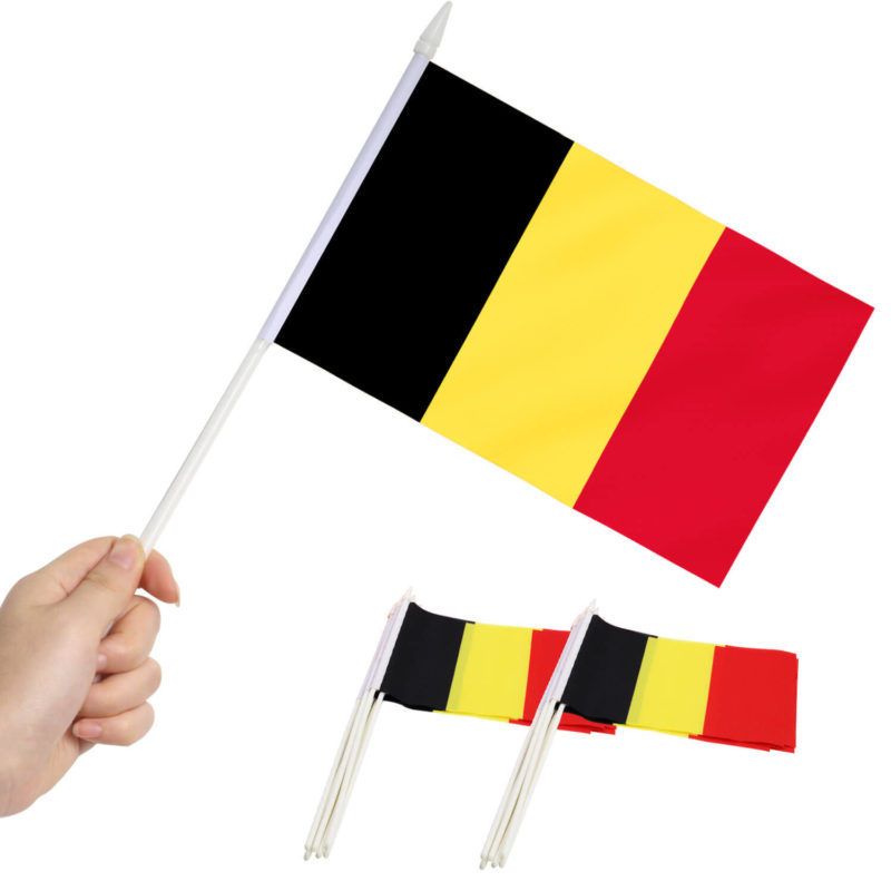 Belgium Stick Flags 5x8 inch (Pack of 12)