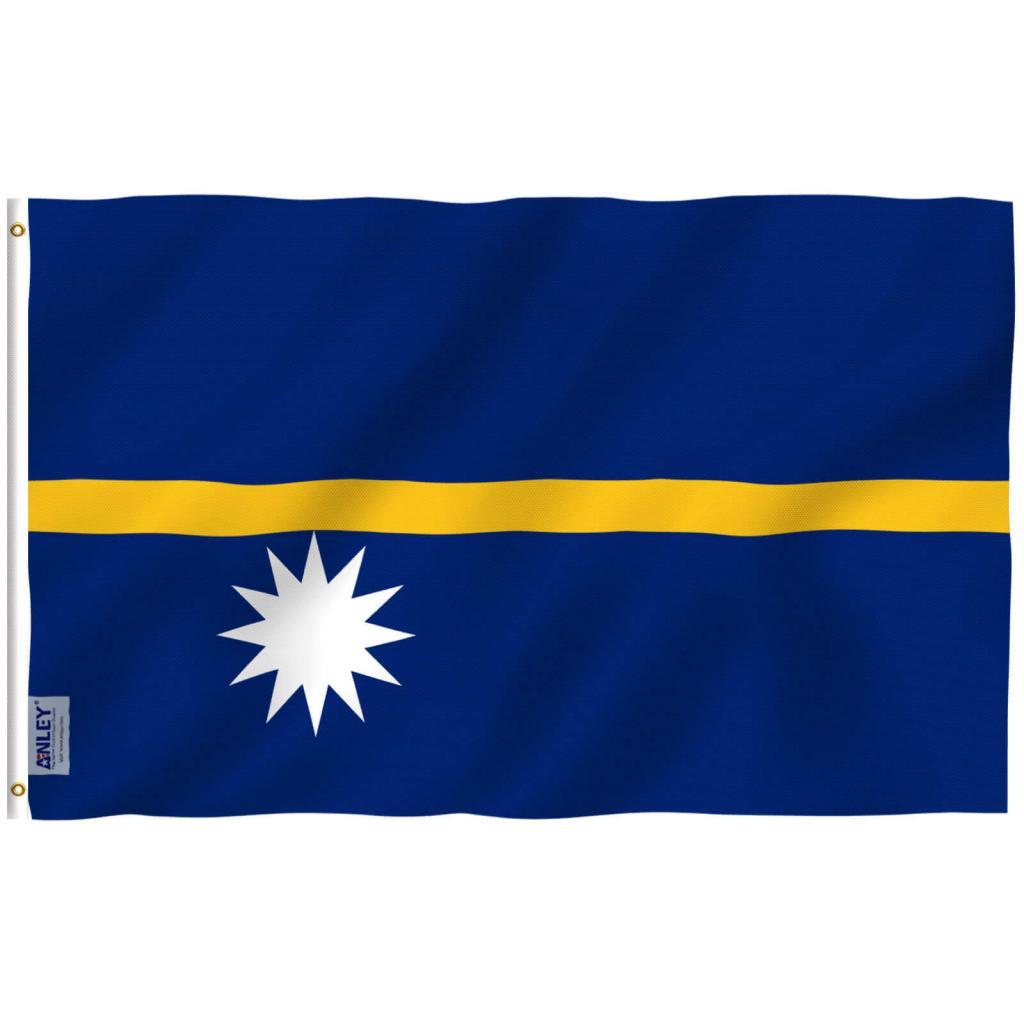 ANLEY Nauru Flagge 3x5 Fuß – Polyester, Lebendige Farben, UV-beständig, Mit Messingösen, Für Leichten Wind
