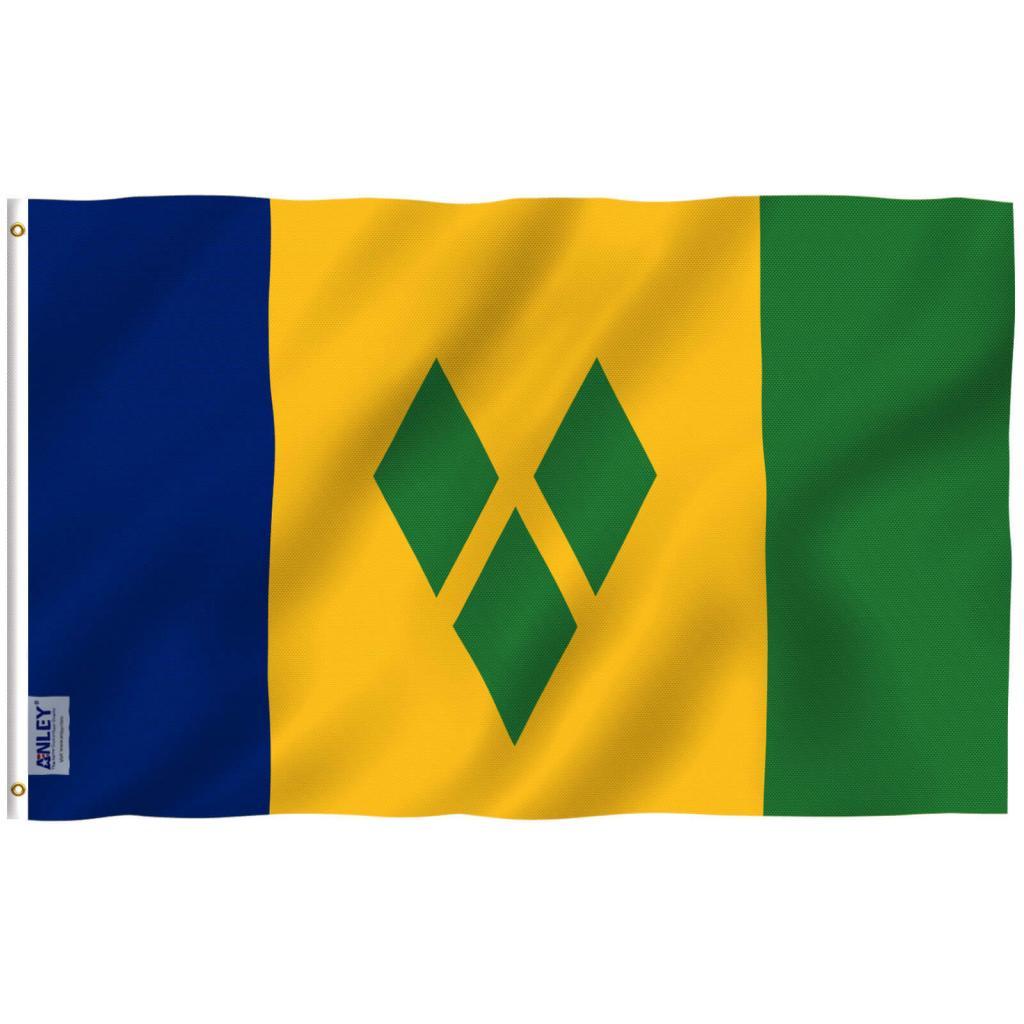 Saint Vincent Flagge 3x5 Fuß Von Anley | UV-beständig & Lebendige Farben | Aus Polyester Mit Messingösen | Für Garten, Balkon & Events
