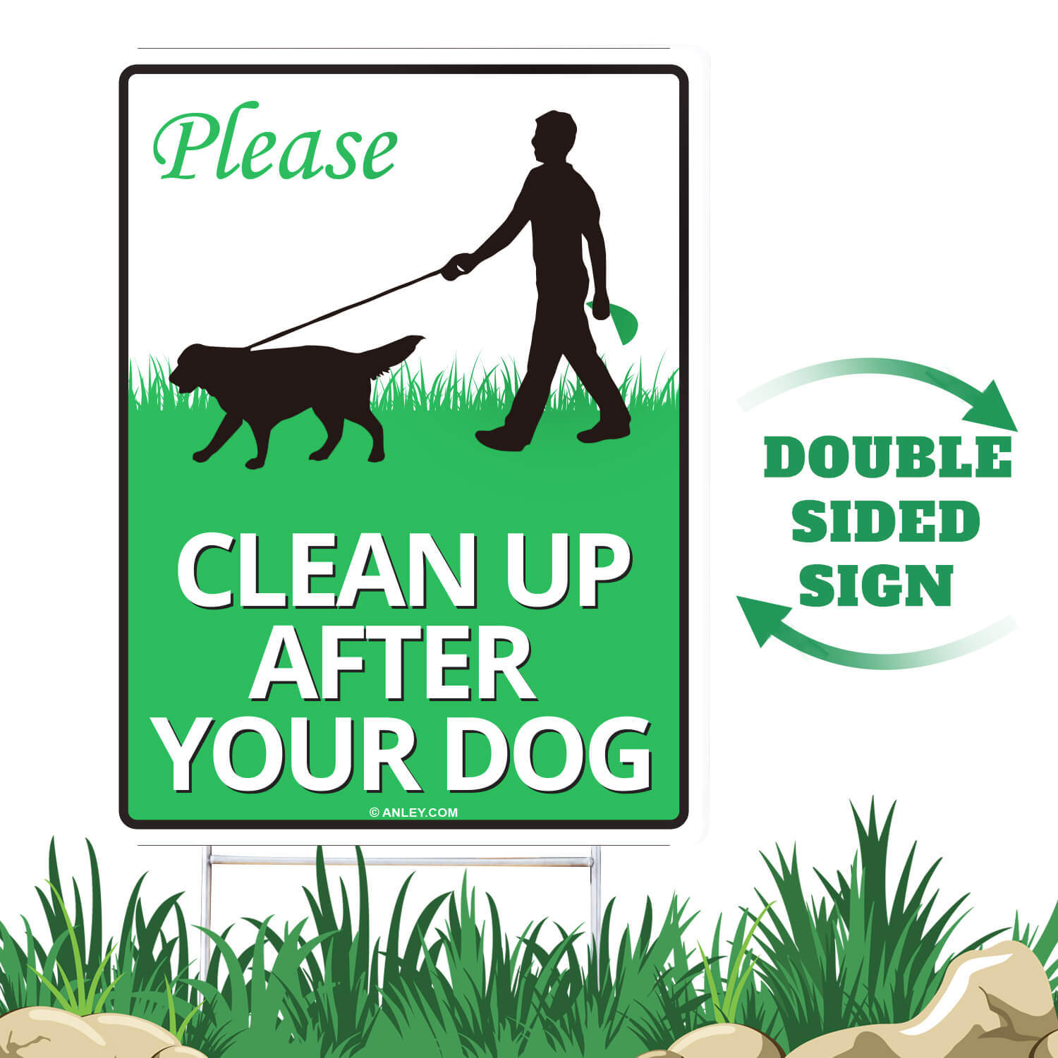 Clean Up After Your Dog Yard Sign 12x19 Inch Anley Flags