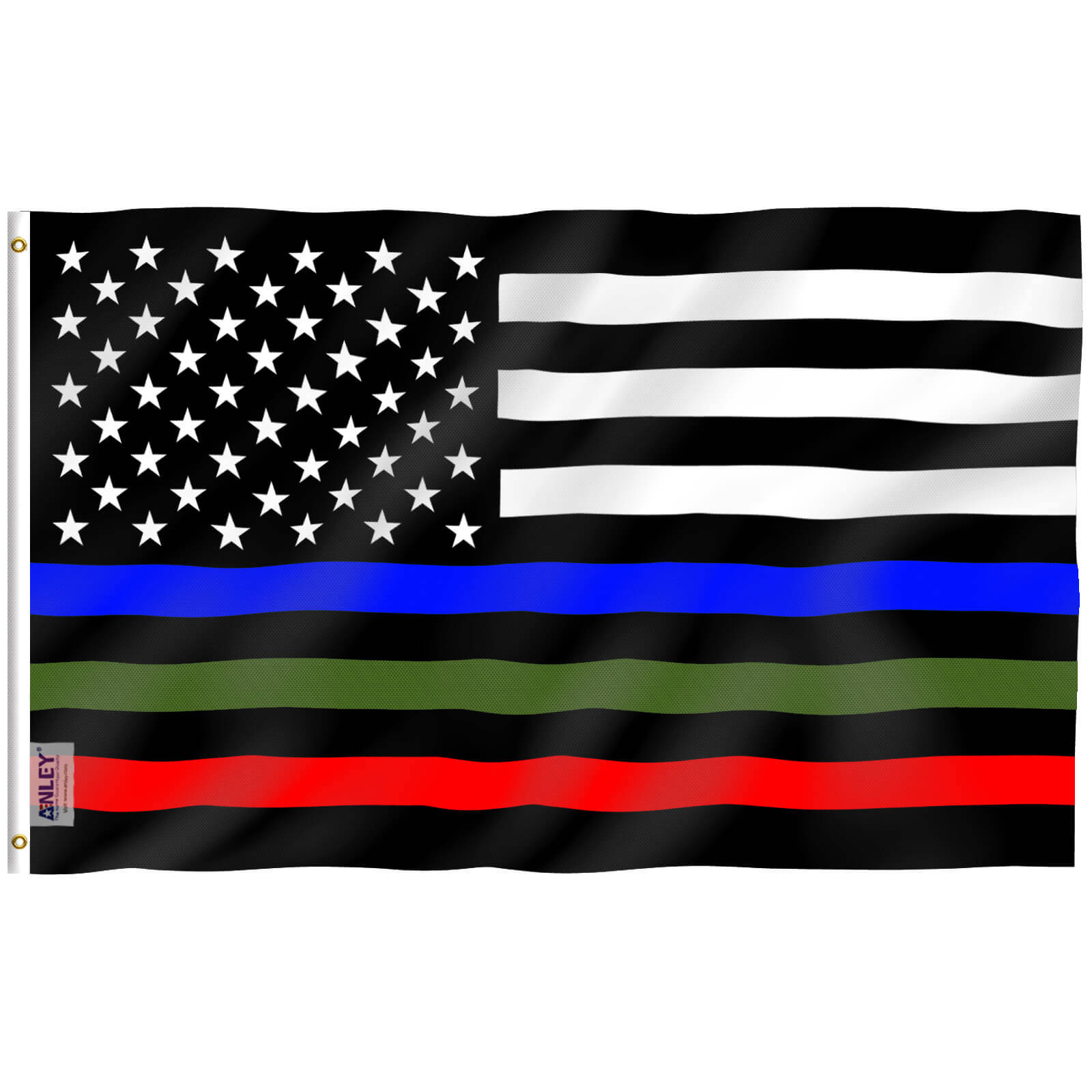 laver mad Ufrugtbar Penelope Fly Breeze 3x5 Foot Thin Blue Red and Green Line USA Flag - Anley Flags