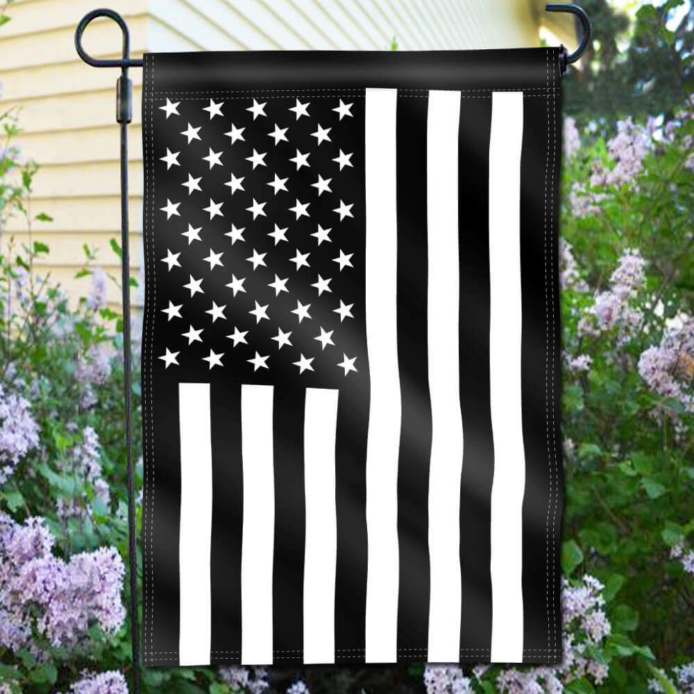 FRF Black American Garden Flag Yard Decoration Thin Black White USA Flags Recession 12.5 x 18 Inch Double Sided Outside Flags Banner for Outdoor Garden 