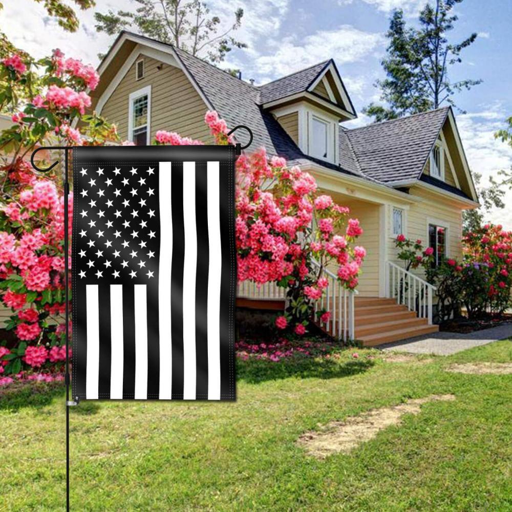 Thin Black and White Line USA Garden Flag 18 x 12.5 Inch - Anley Flags