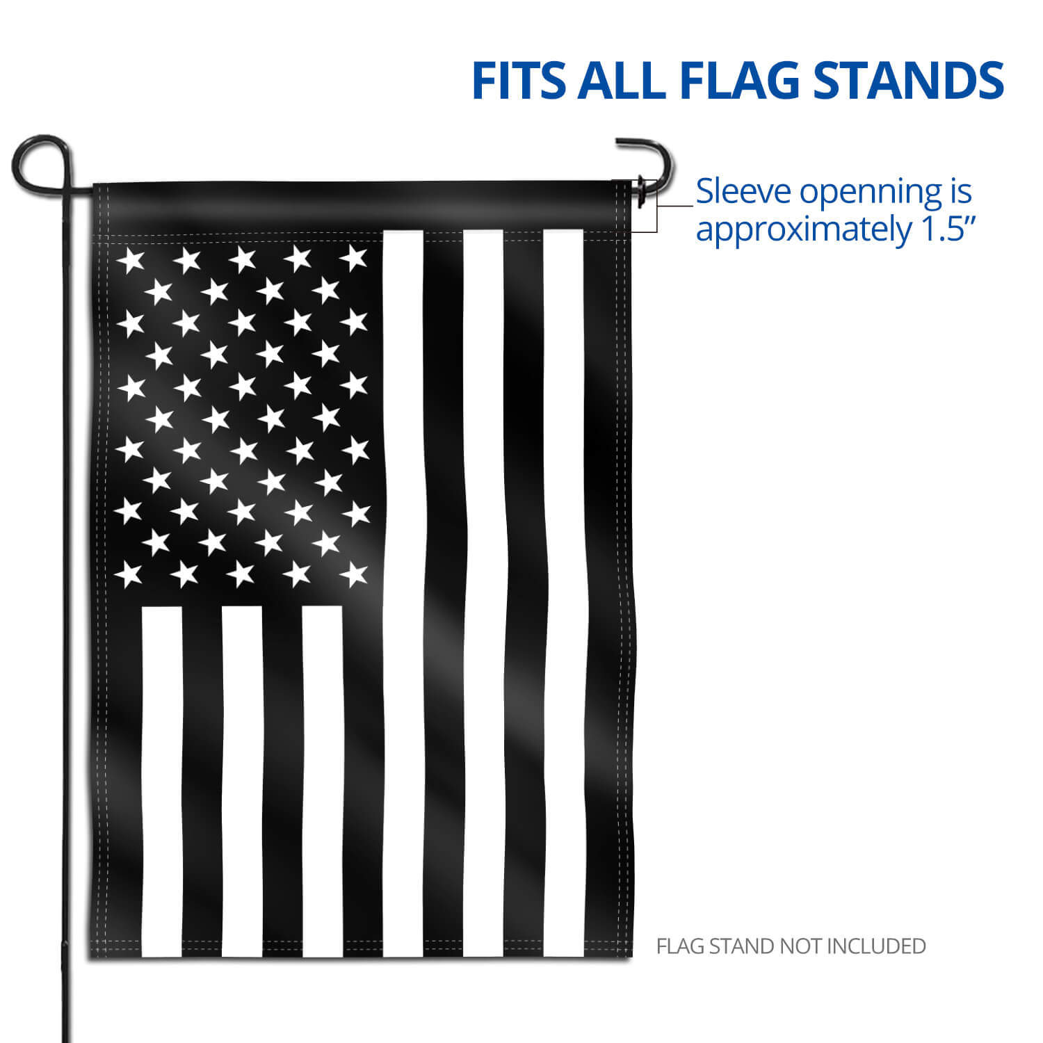 FRF Black American Garden Flag Yard Decoration Thin Black White USA Flags Recession 12.5 x 18 Inch Double Sided Outside Flags Banner for Outdoor Garden 