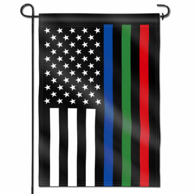 Thin Blue Green and Red Line USA Garden Flag 18 x 12.5 Inch