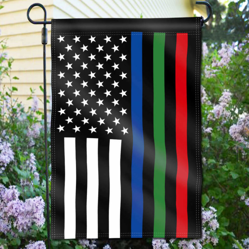Thin Blue Green and Red Line USA Garden Flag 18 x 12.5 Inch - Image 2