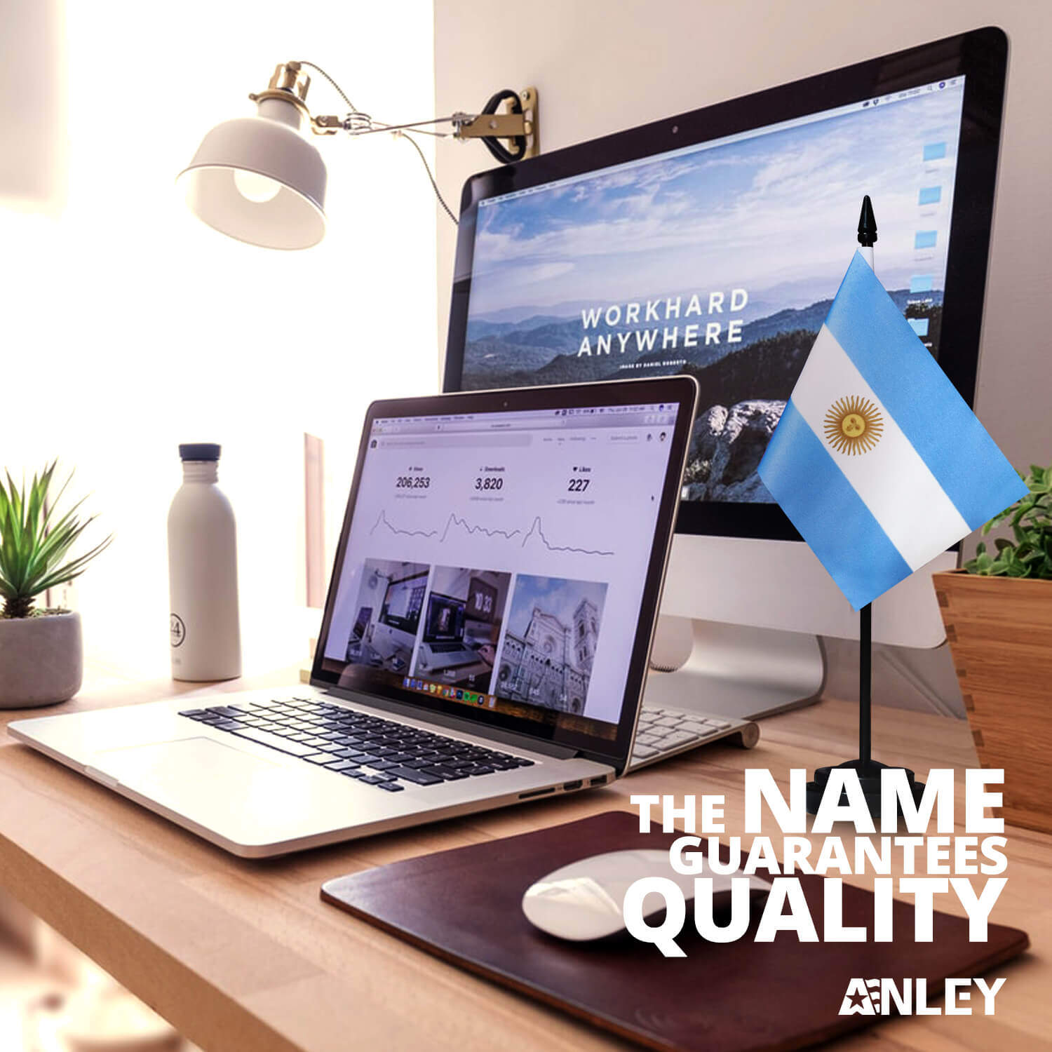 Argentina Deluxe Desk Flag Set - 6 x 4 Inch - Image 2