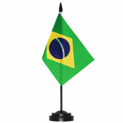 Brazil Deluxe Desk Flag Set - 6 x 4 Inch