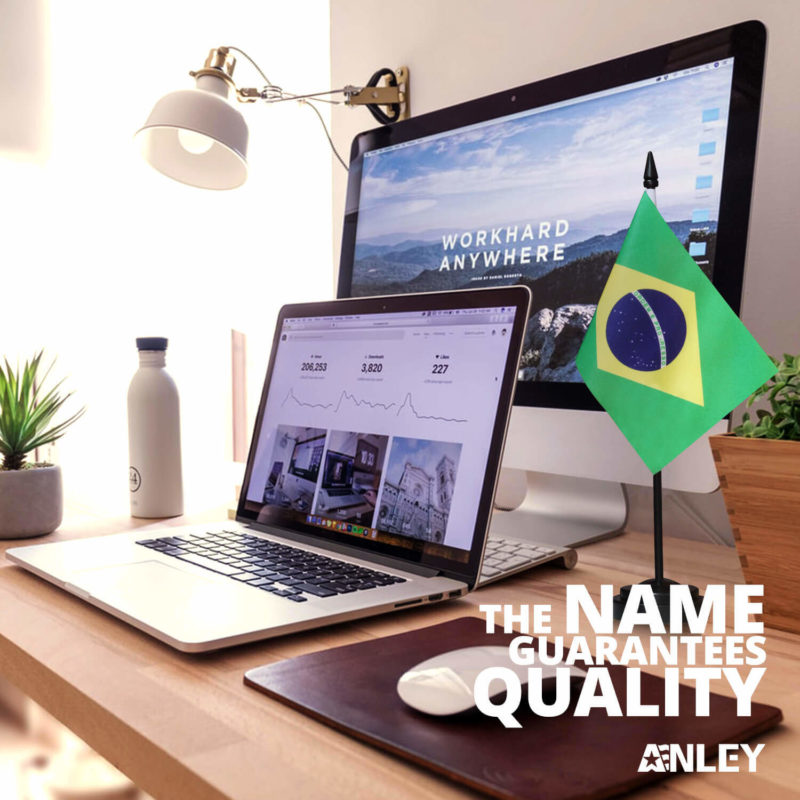 Brazil Deluxe Desk Flag Set - 6 x 4 Inch - Image 2