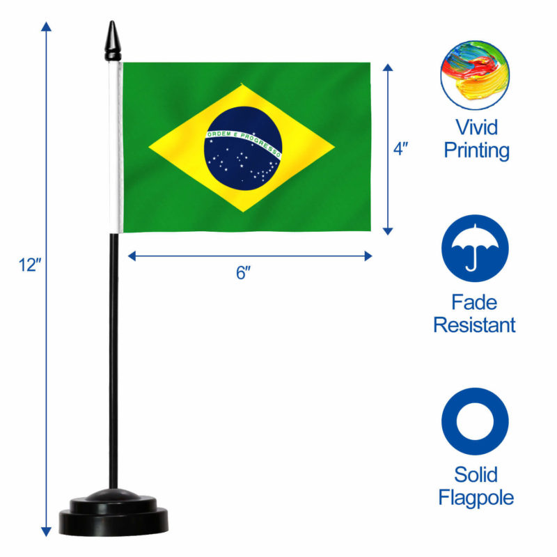 Brazil Deluxe Desk Flag Set - 6 x 4 Inch - Image 7