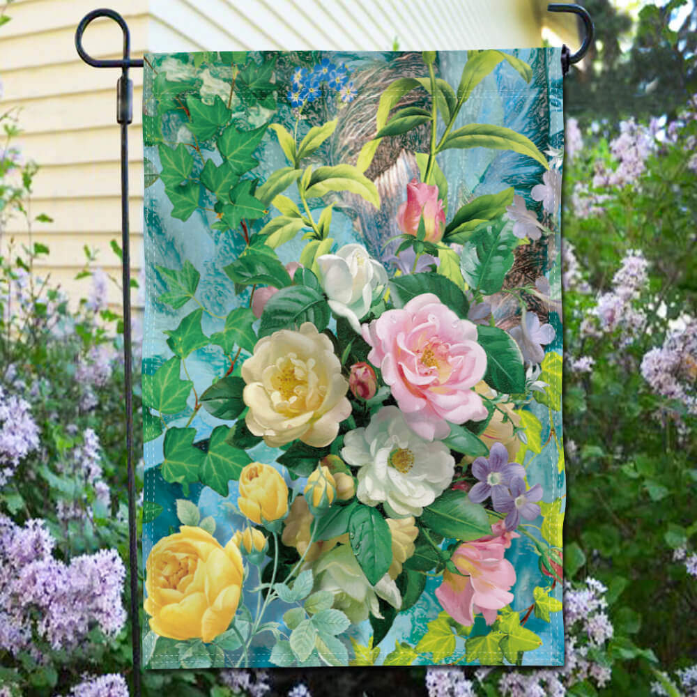 Camellia Rose Flower Decorative Garden Flags 18 x 12.5 Inch Anley Flags