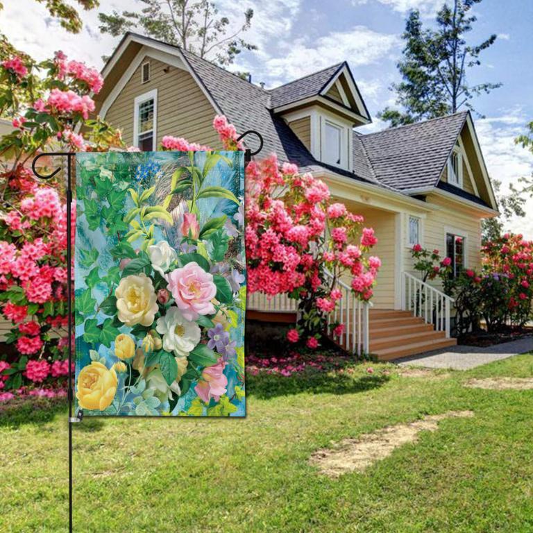 Camellia Rose Flower Decorative Garden Flags 18 x 12.5 Inch Anley Flags