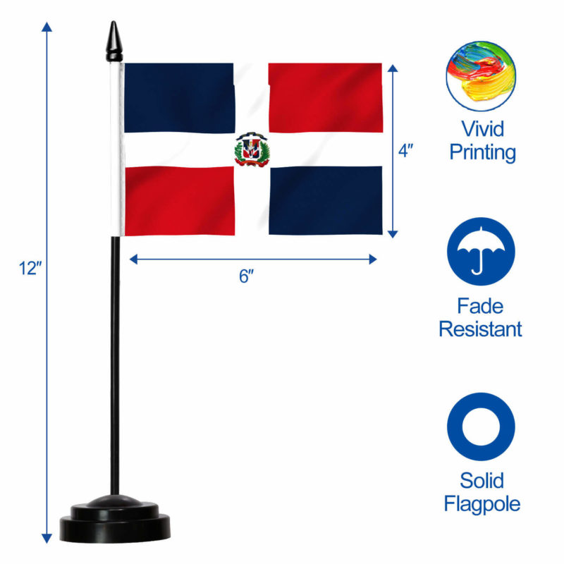 Dominican Deluxe Desk Flag Set - 6 x 4 Inch - Image 7