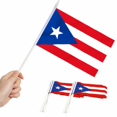 Puerto Rico Stick Flags 5x8 inch (Pack of 12)